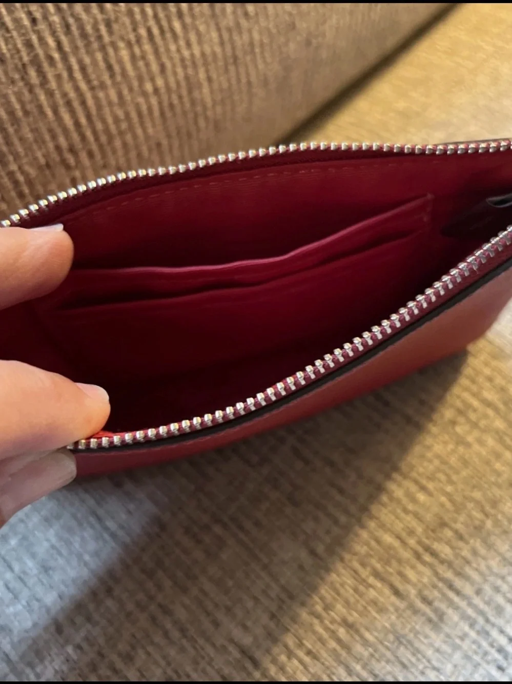 Coach Corner Zip Wristlet In Leather - RED